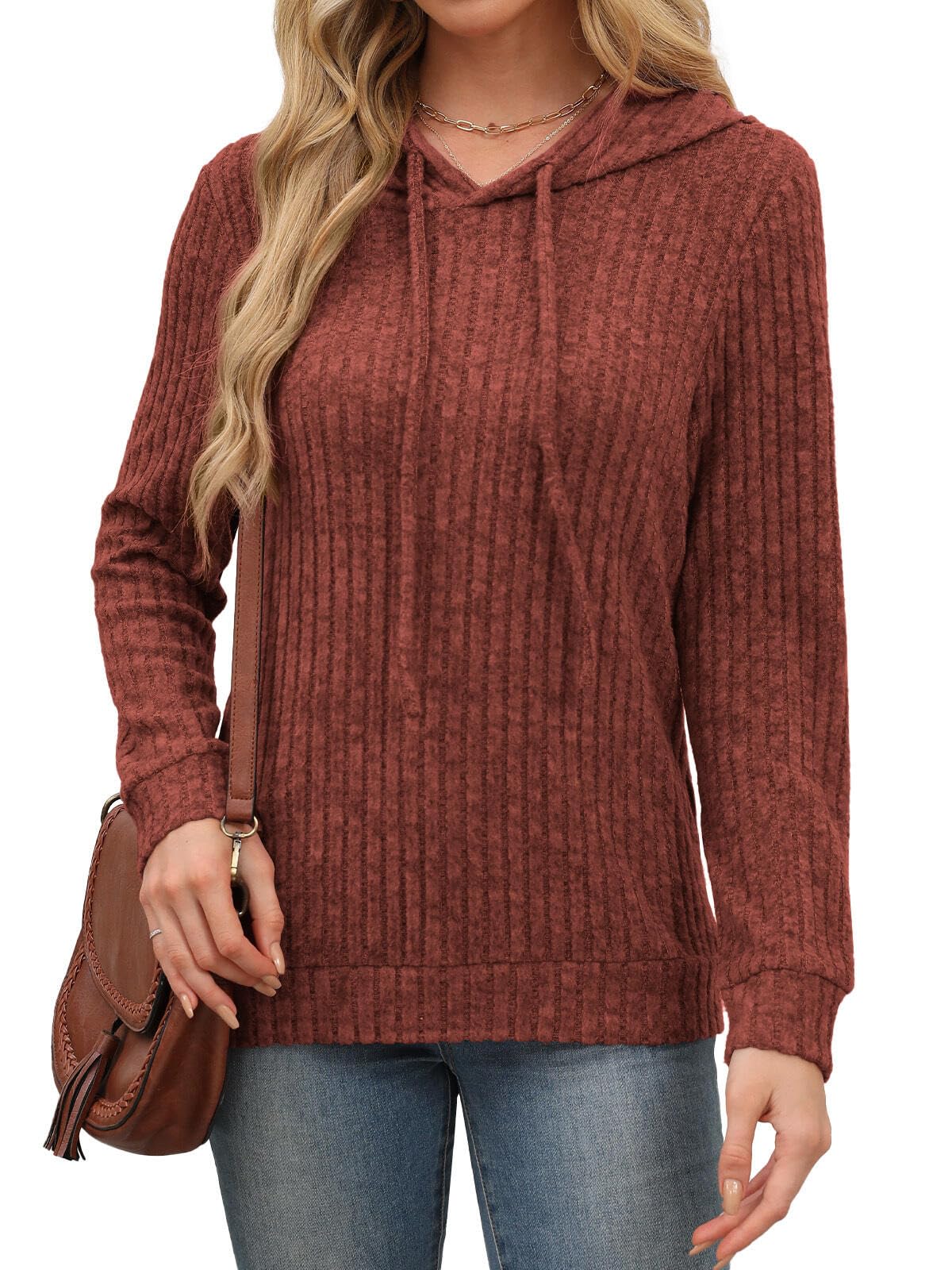 Womens Sweaters Early Fall Fashion Clothing 2025 Long Sleeve Shirts for Women Blouses Dressy Casual Hoodies Cute Tops Trendy Sweatshirts Christmas Holiday Halloween Outfits Winter Clothes Caramel M