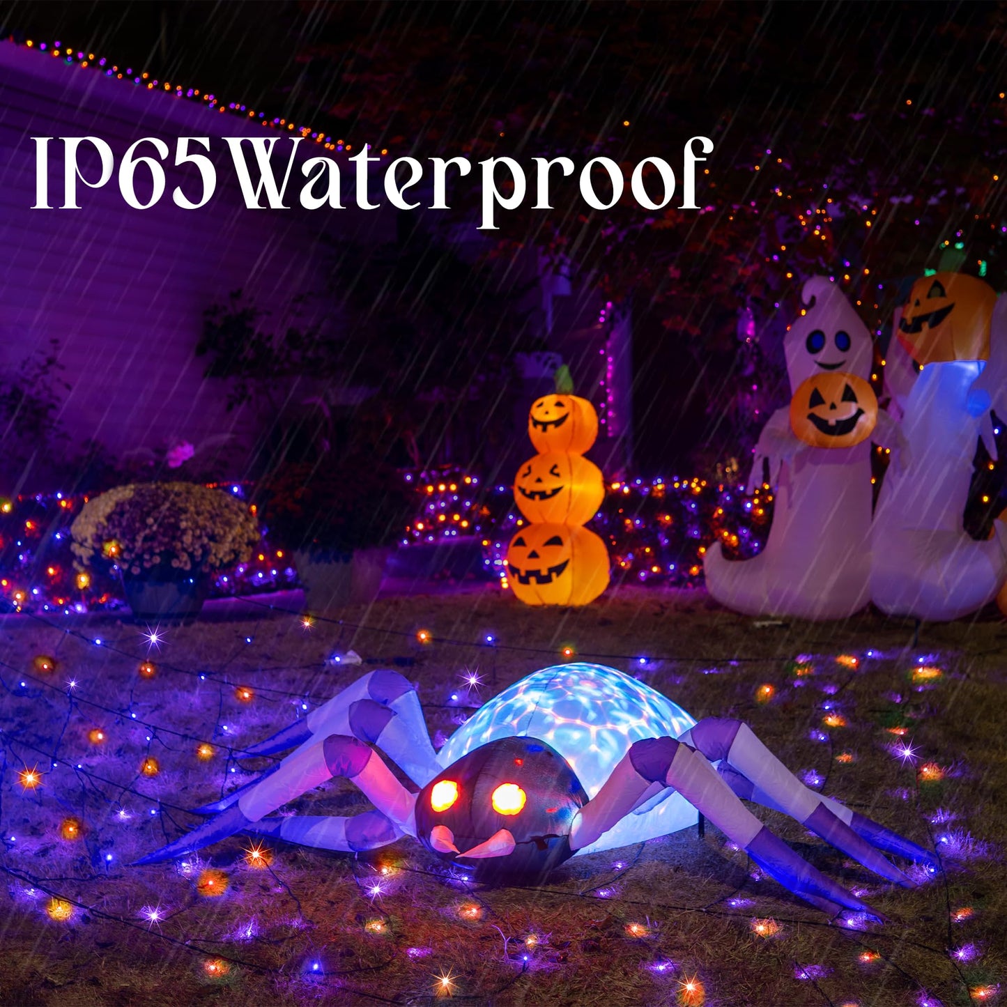 200LED Solar Halloween Lights,78FT Orange& Purple String Lights,Solar Fairy Lights with 8 Modes, Halloween Lights Outdoor Waterproof for Bedroom Patio Garden Party Yard Decoration