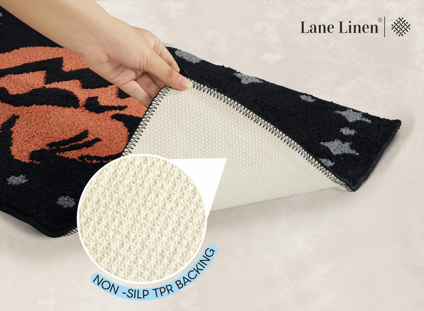 LANE LINEN Halloween 2 Pc Pumpkin-Style Bath Mats, Non Slip, Absorbent 20' x 32', Jack-O-Lantern