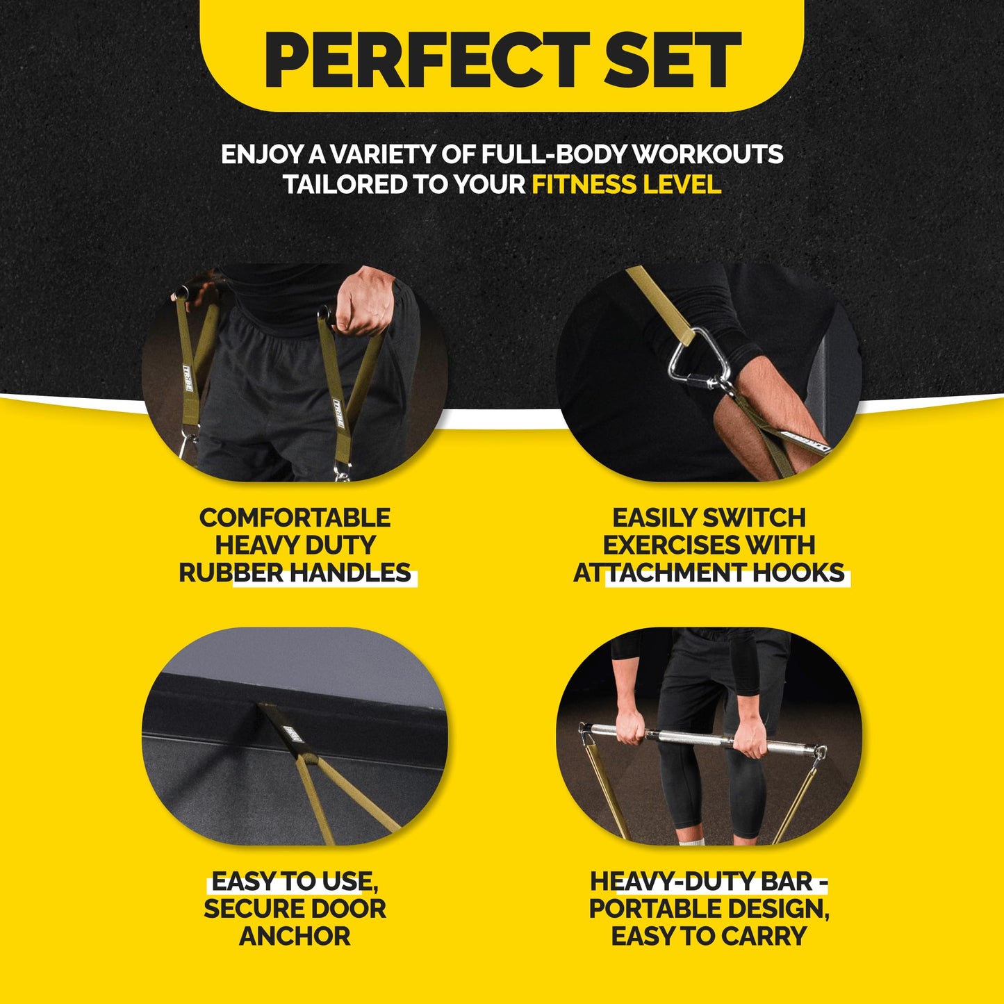 Long Resistance Bands for Working Out - Pull Up Assistance Bands Resistance Bands with Handles, Door Anchor - Stretch Bands for Exercise Bands Resistance Bands Set (Green Set with Bar)