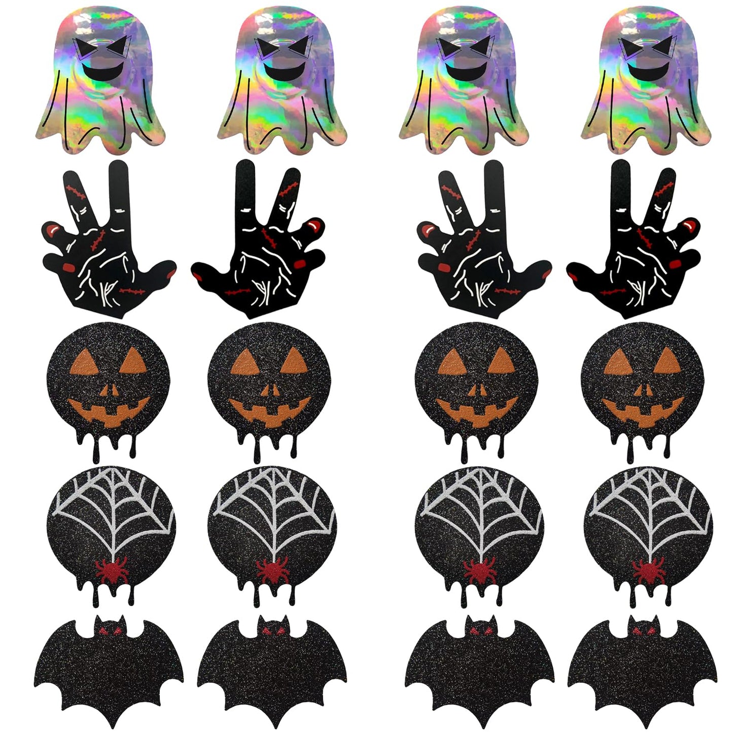 Ypser 10 Pairs Halloween Breast Petals Multi Colors Nipple Cover Disposable Satin Pasties