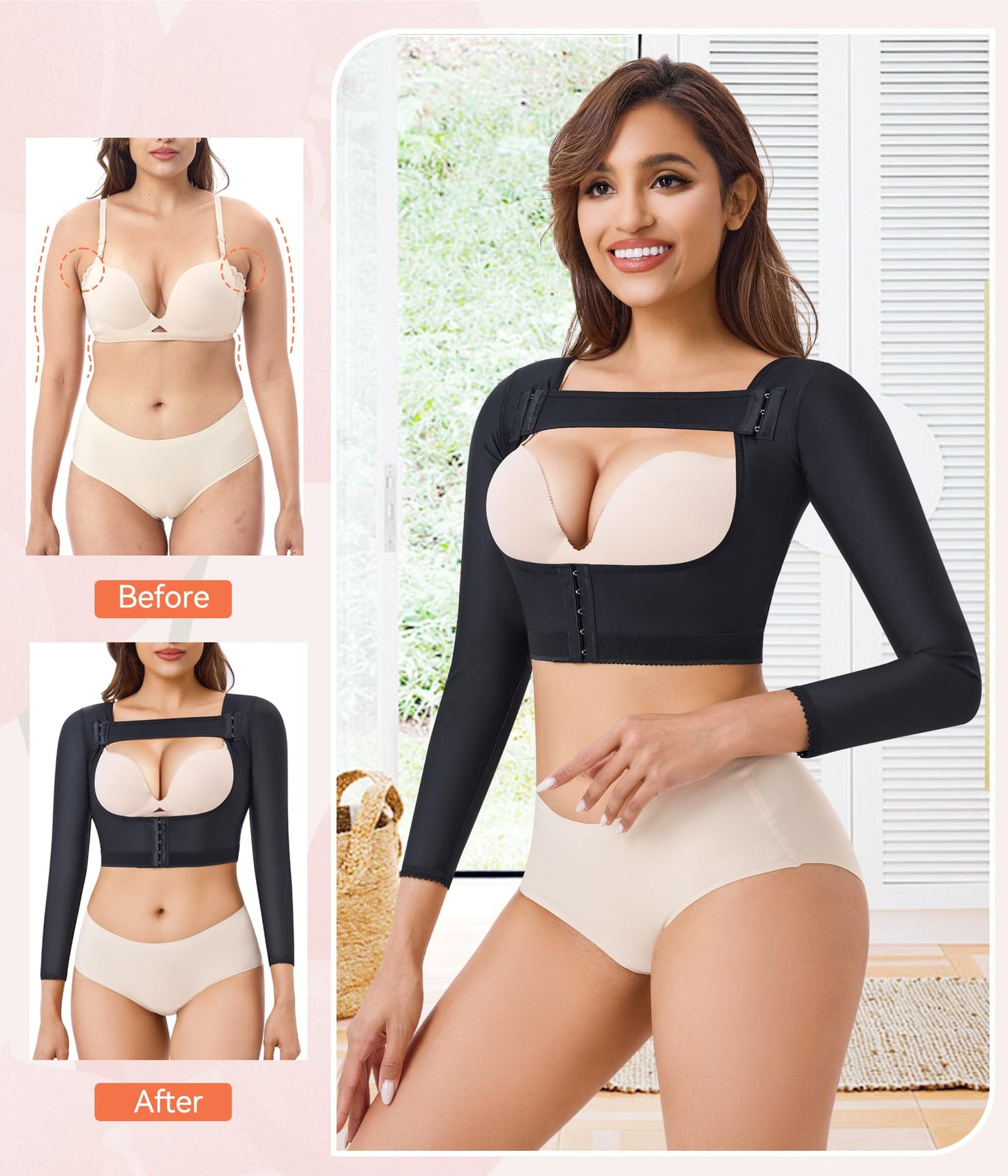 LANCS Women Upper Arm Shaper Post Surgical Compression Sleeves Slimmer Tops Posture Corrector Vest Shapewear