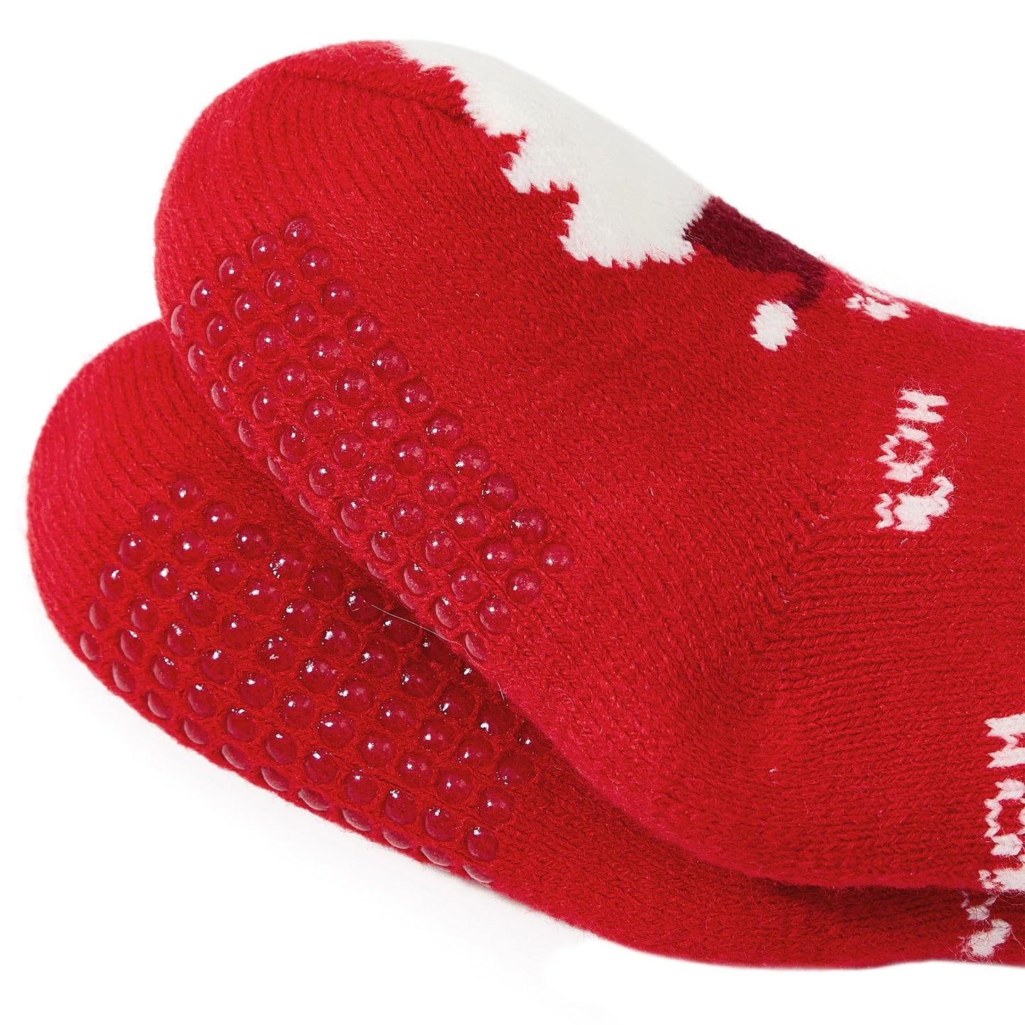 Zando Kids Christmas Socks Baby Fuzzy Slipper Socks for Toddler Girls Boys Winter Santa Claus Red 3-6 Years