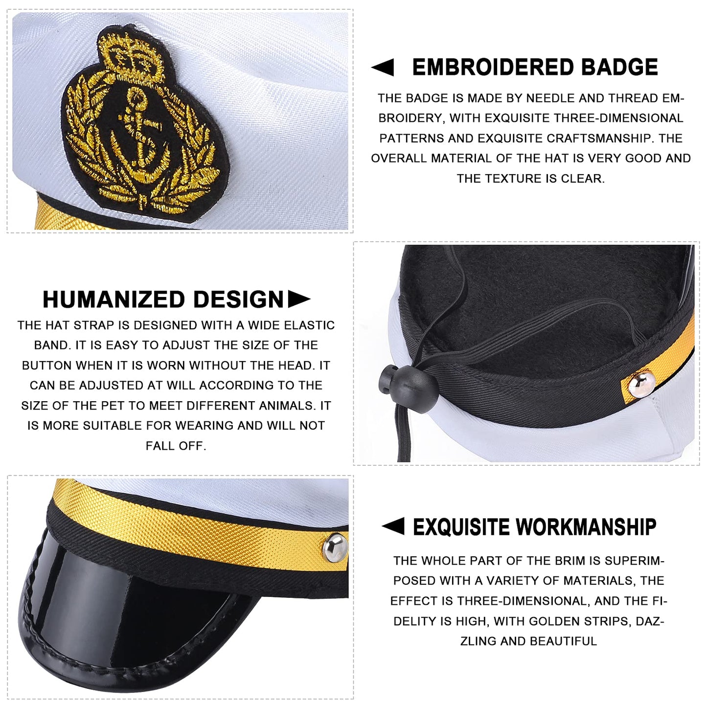 Yewong Pet Captain Sailors Costume Set Dog Cat Sea Captain Hat with Pet Anchor Triangle Bibs Scarf for Cat Puppy Navy Halloween Cosplay Costume Accessories Photo Props (White-B)