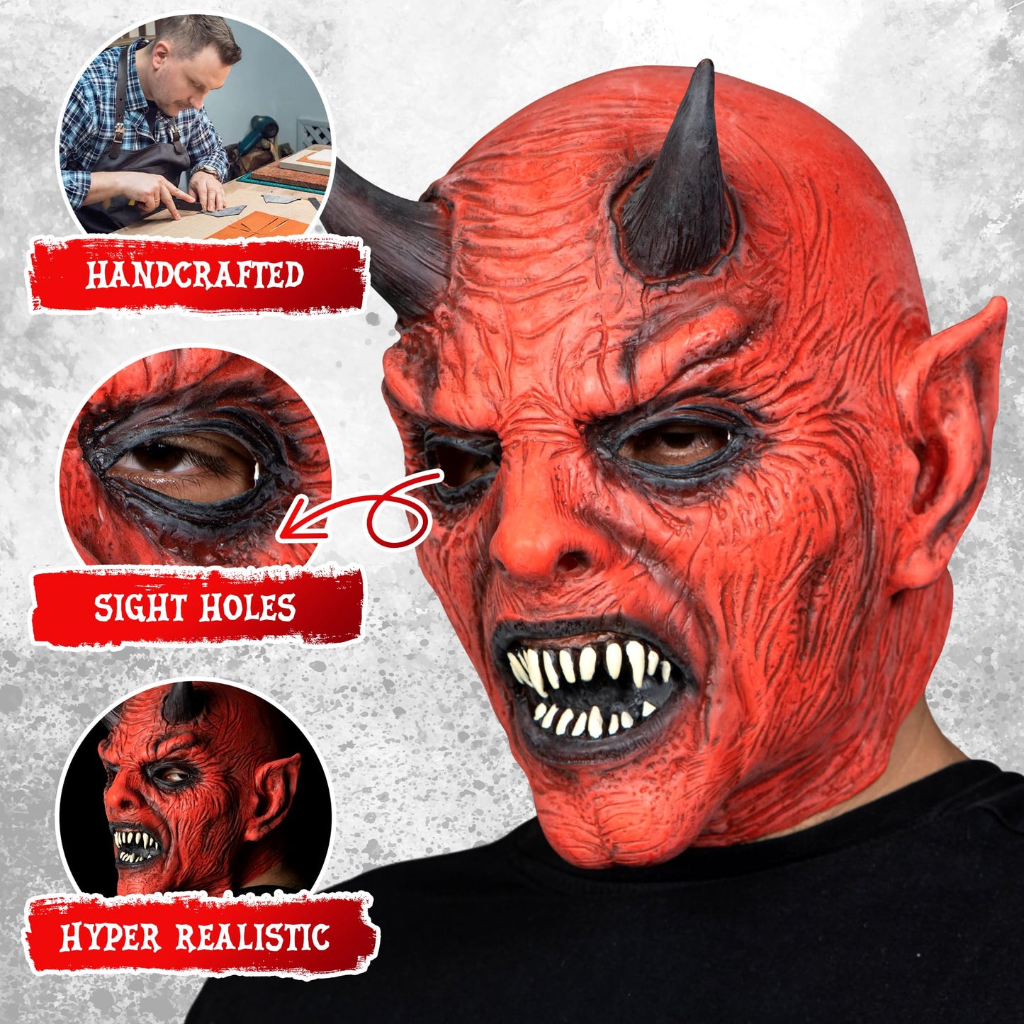 Zadin Algol Devil Mask,Demon Face For Men,Halloween Horror Mask for Adults, Devil Costume, Satan Lucifer Dracula Masquerade