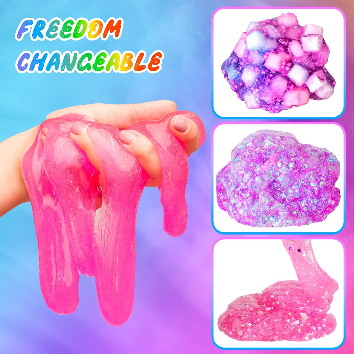 inksbui Slime Kit - Confetti, Glimmer Crunchy, Foam, Jelly Cubes - Stress Relief Toys, Party Favors for Kids, Boys and Girls Ages 6-12