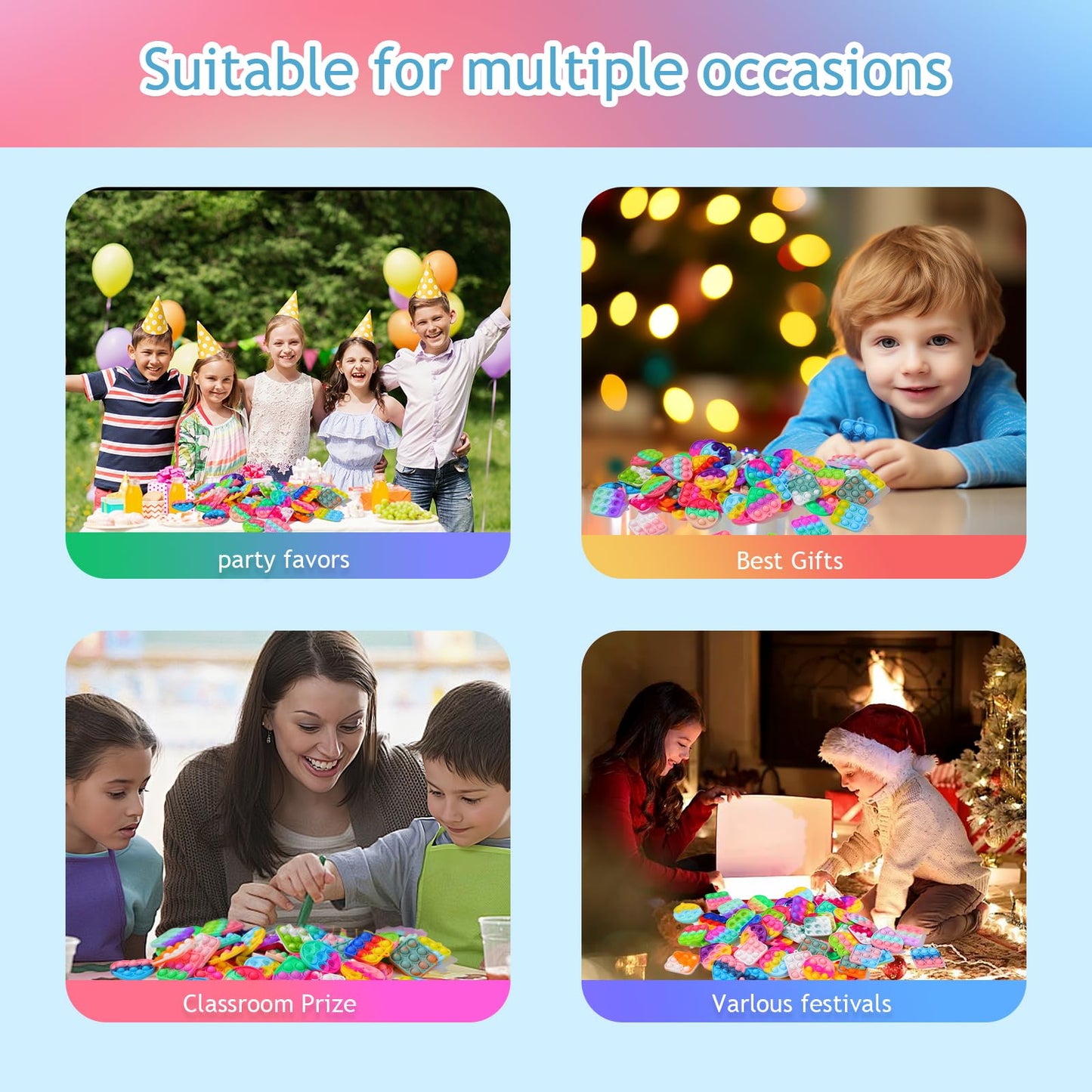 57PCS Party Favors for Kids, Fidget Toys Bulk Its Birthday Party Favors for Toddlers, Small Classroom Prizes Box Fidgets Toys, Goodie Bag Stuffers, Treasure Chest, Bubbles Poppers