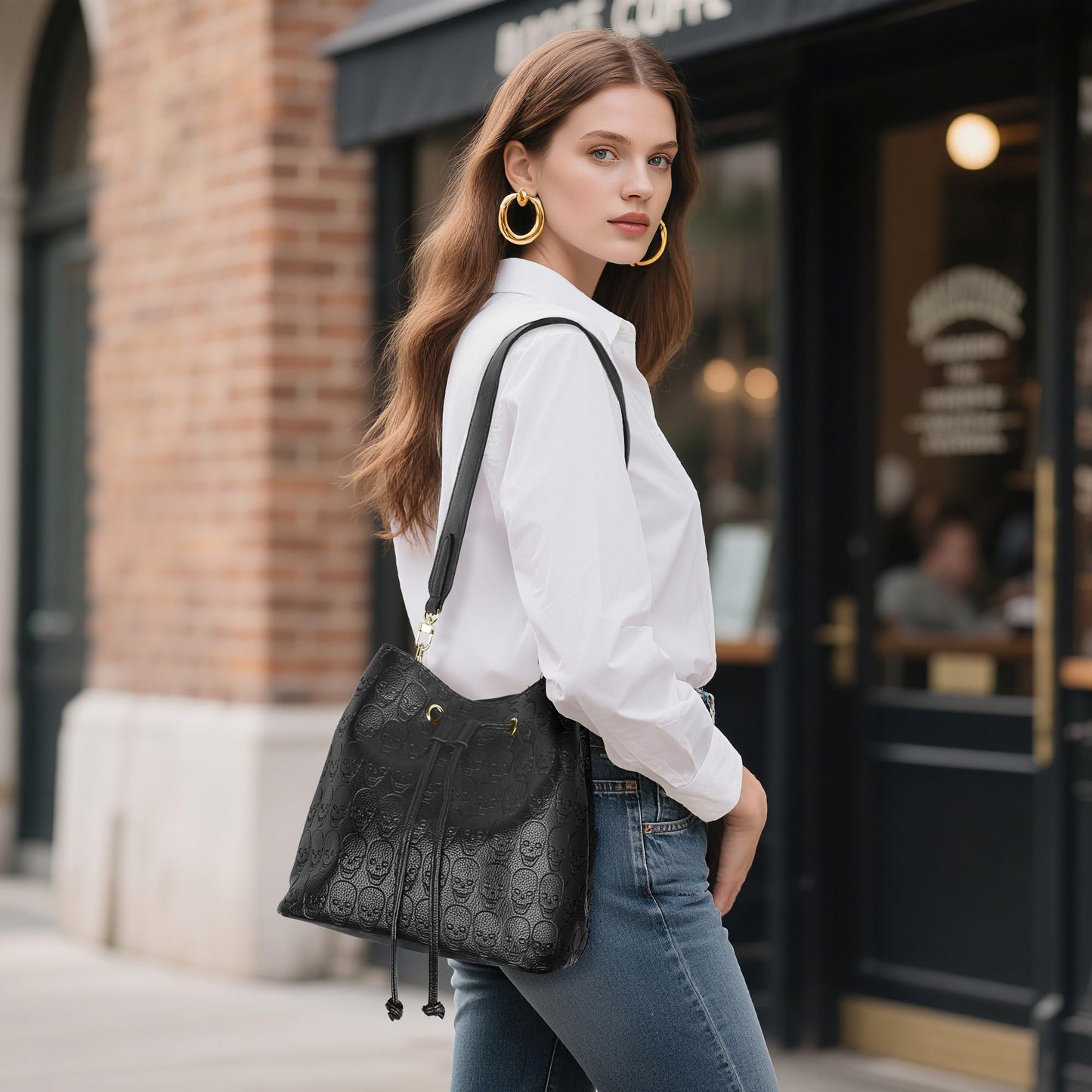 Womens Hobo Tote Bag Faux Leather Shoulder Bag for Women Bucket Bag Hobo Handbag Fit for Dating, Working, Shopping
