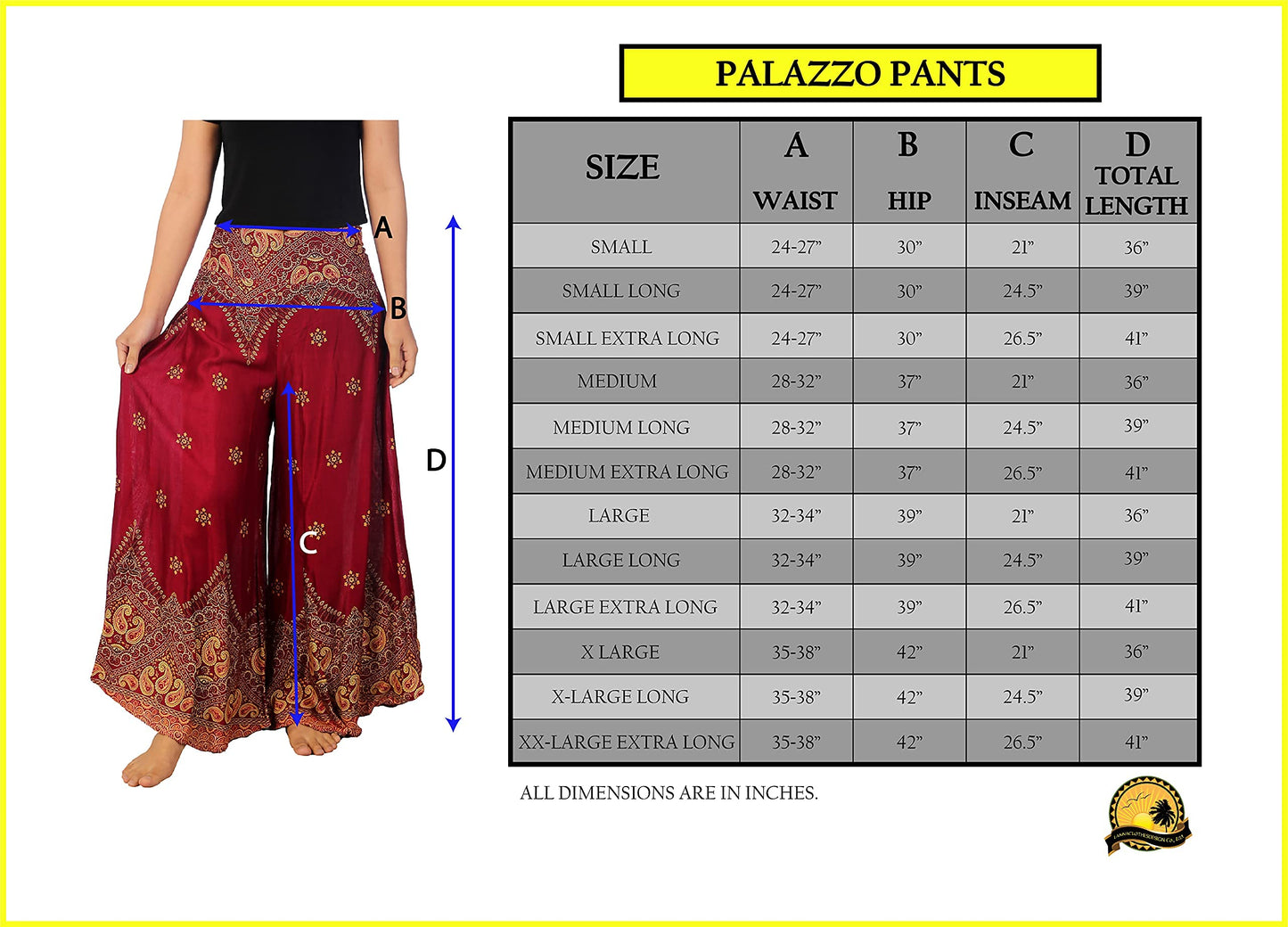 Lannaclothesdesign Womens Lounge Palazzo Pants Wide Legs S M L XL Sizes