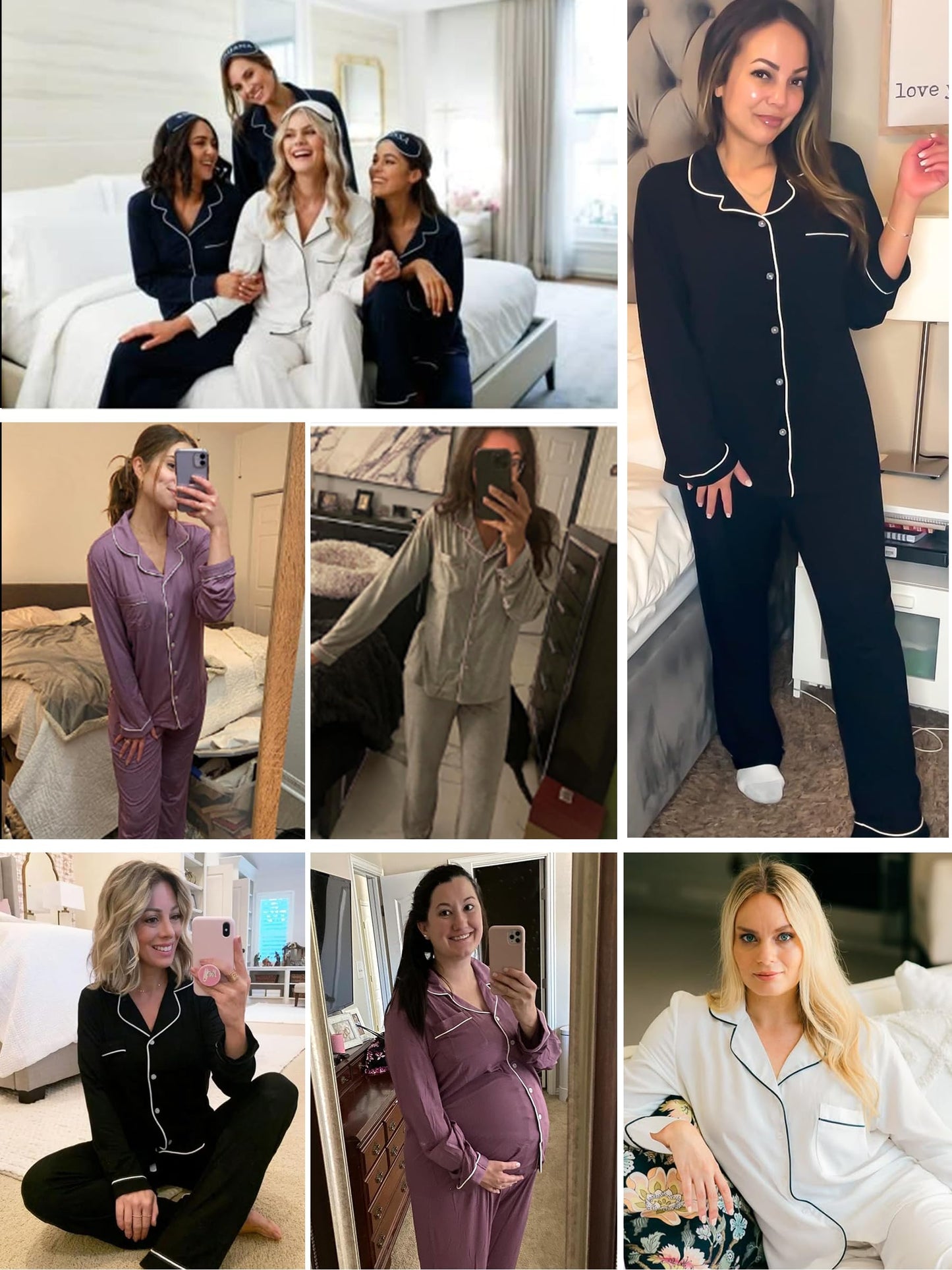 Yoolfine Button Up Pajamas for Women, Long Sleeve Sleepwear Soft Loungewear Ladies Pjs Set, Lavender, Medium