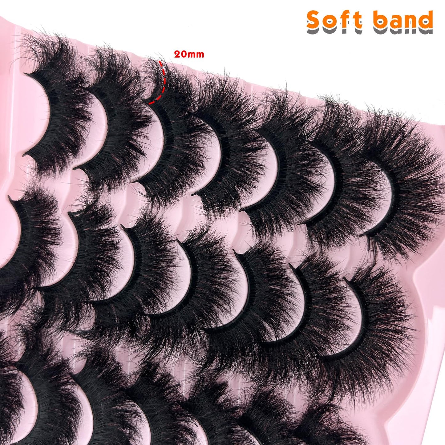 loladook Mink Lashes Fluffy 20mm Big Faux Mink Strip Lashes Cat Eye Long False Eyelashes Dramatic Soft 25mm 3D Volume Eyelashes 14 Pairs