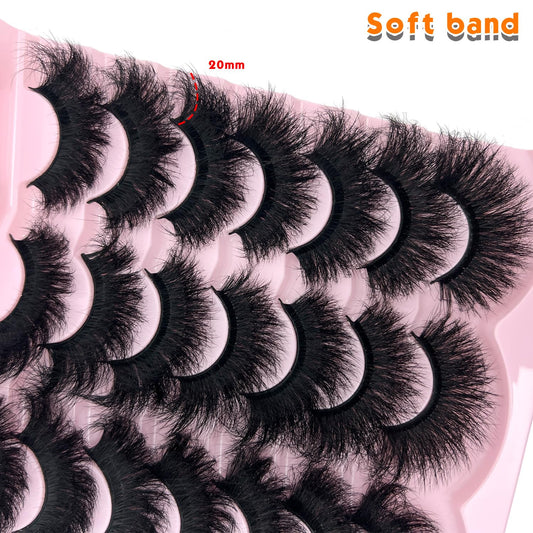 loladook Mink Lashes Fluffy 20mm Big Faux Mink Strip Lashes Cat Eye Long False Eyelashes Dramatic Soft 25mm 3D Volume Eyelashes 14 Pairs