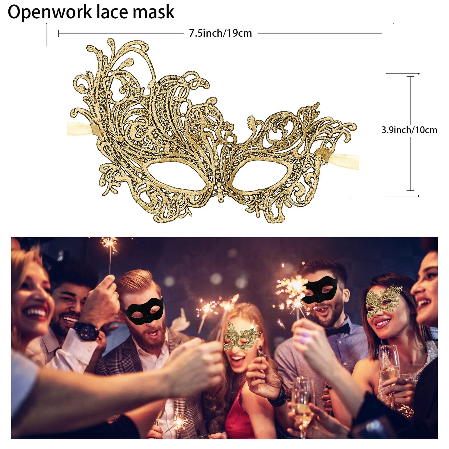 IncreDecor Couple Masquerade Lace Mask Set, Fit for Women & Men Venetian Halloween Masks, Specially for Costume, Mardi Gras (Elegant Couple)