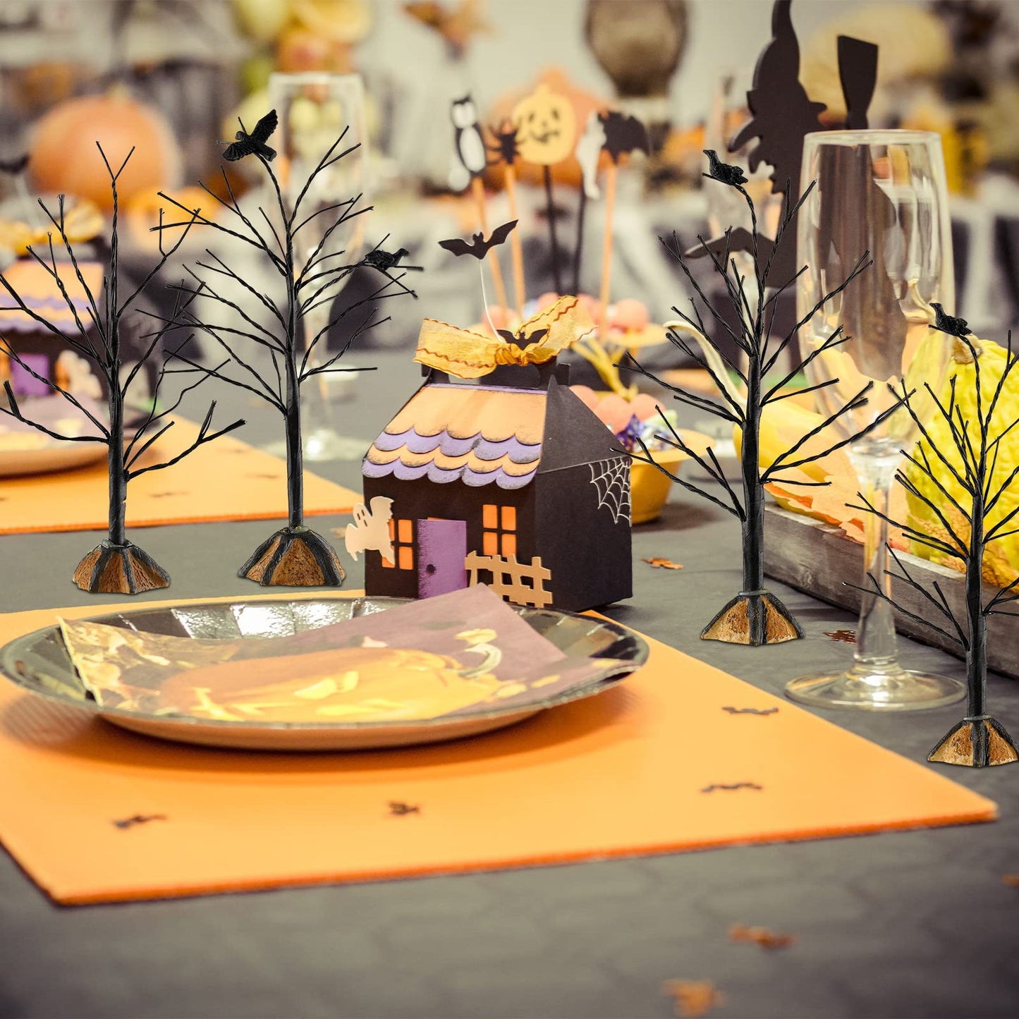 Ysleen 6 Pieces Mini Decor Trees Miniature Artificial Model Displays Trees for Holiday Village House Garden Festival Decorations, 3 Sizes