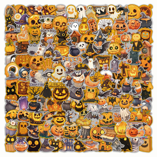 200 PCS Halloween Stickers, Pumpkin Sticker, Non-Repeating Vinyl Waterproof Holiday Party Stickers for Kids & Adults, Halloween Party Favors, Trick or Treat Crafts & Gifts