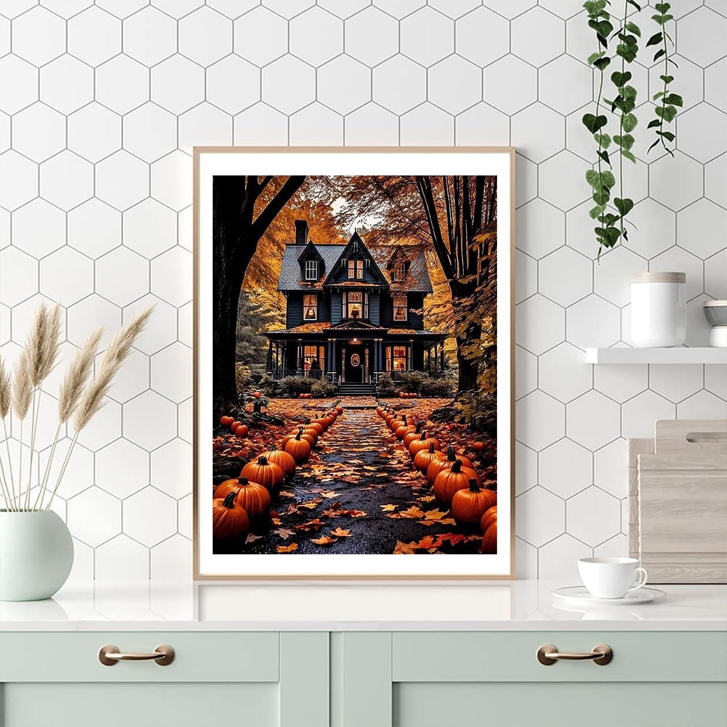 Landscape Paint by Number for Adults-Paint by Numbers for Adults Halloween, House Painting by Numbers for Gift Home Wall Decor (Halloween, 16x20 inch)