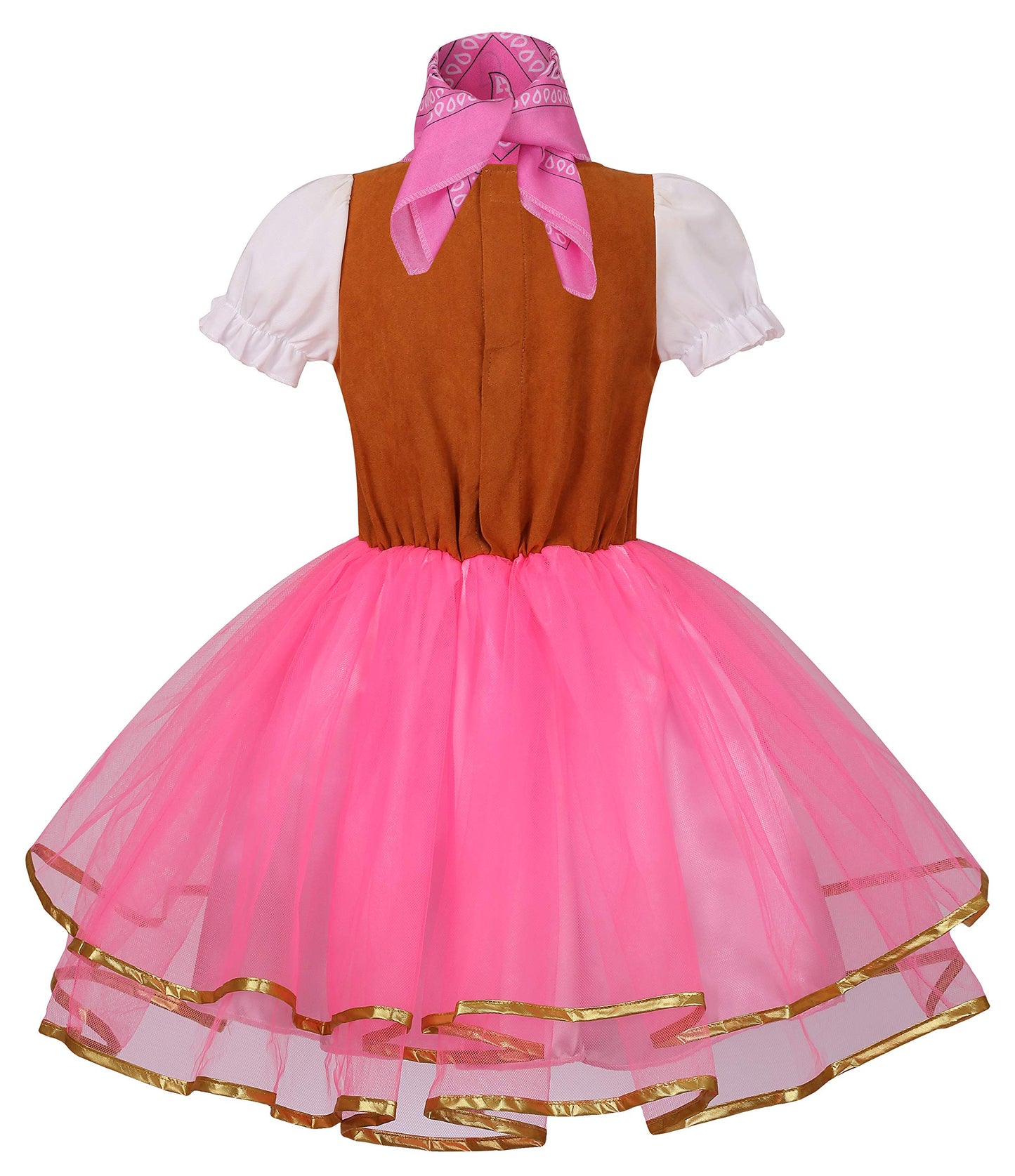 yolsun Cowgirl Costume for Girls Western Cowgirl Outfit with Hat and Bandanna Halloween Theme Party and Role Play (3-4 Years, Pink)