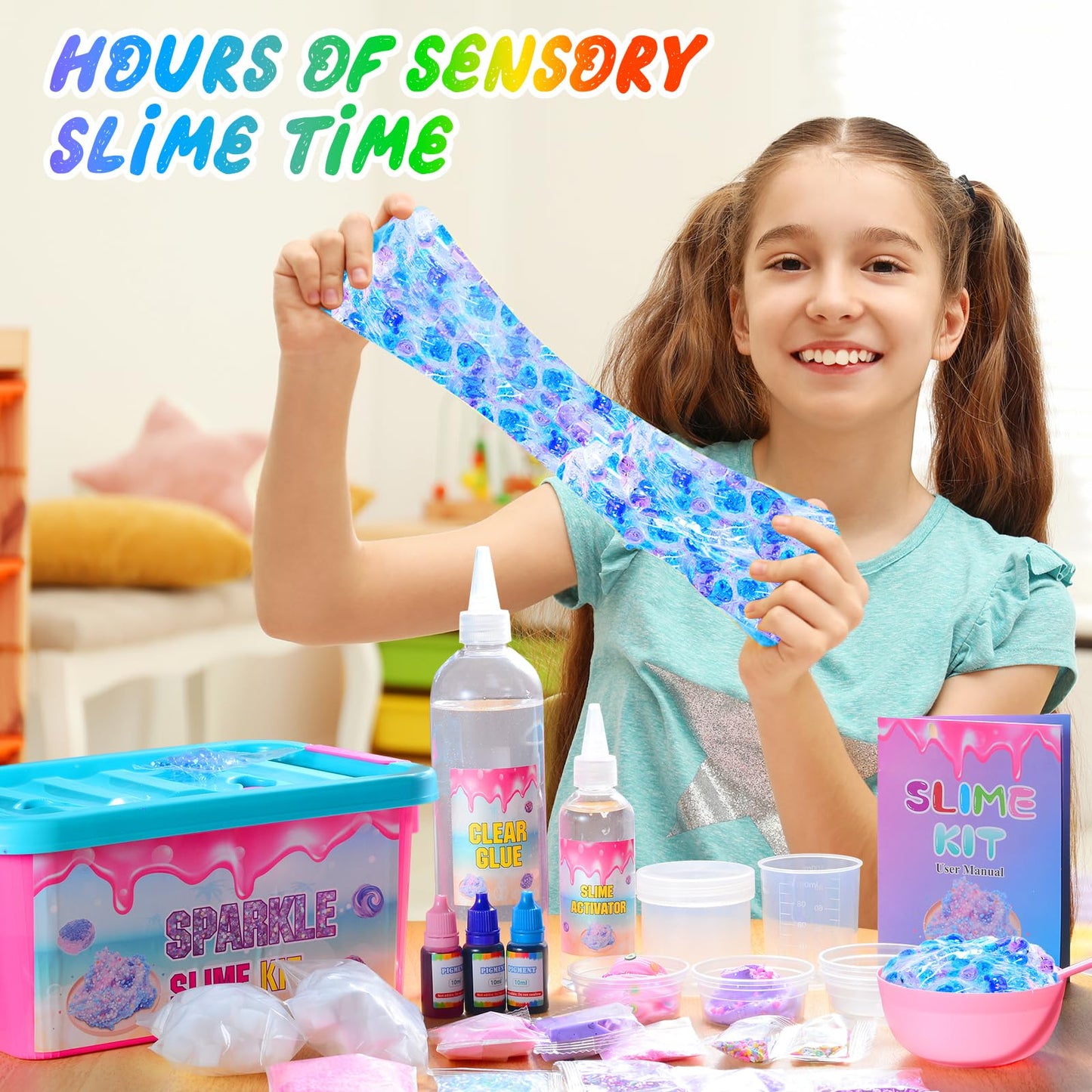 inksbui Slime Kit - Confetti, Glimmer Crunchy, Foam, Jelly Cubes - Stress Relief Toys, Party Favors for Kids, Boys and Girls Ages 6-12