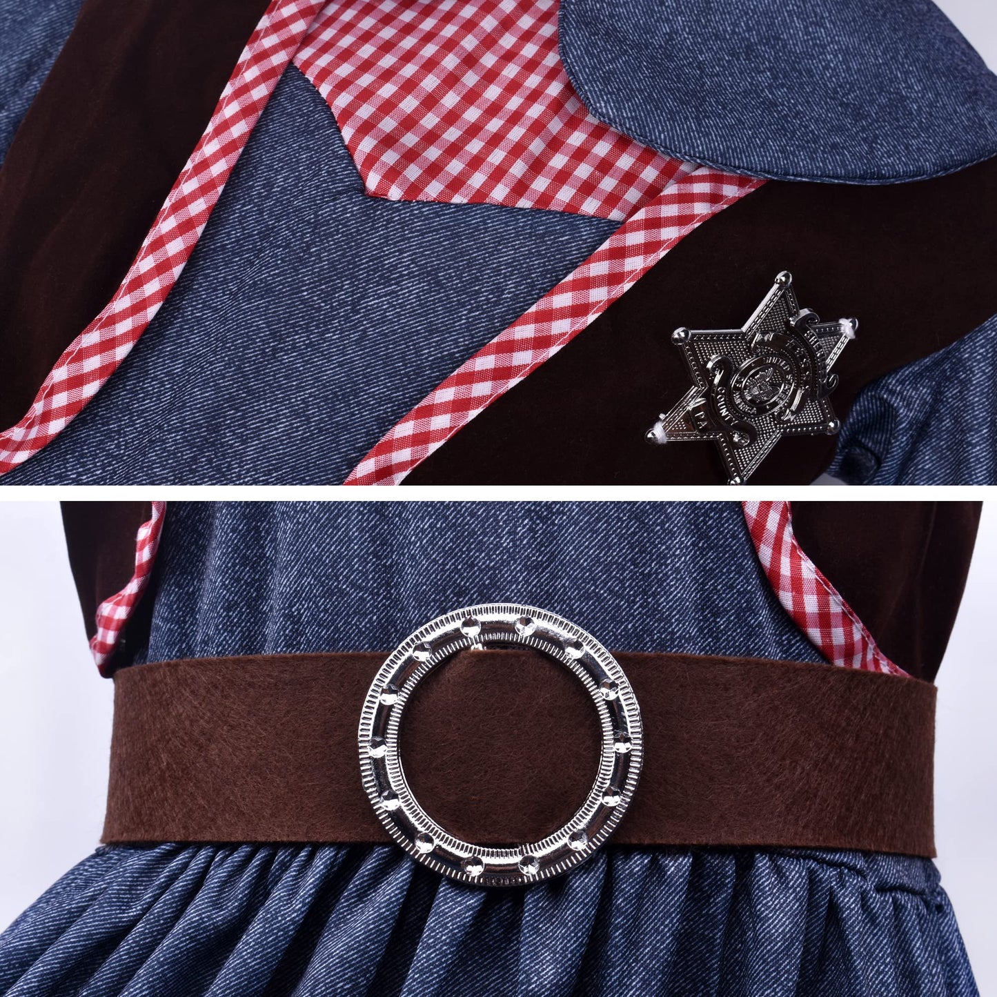 ZZIHAN Kids Cowgirl Costume Dress Outfits for Girls Role Play Cowboy Cowgirl Hat Bandanas Belt Sunglasses Dress up Accessories for Toddlers Girls Birthday Party Halloween Christmas Cosplay Gift 3-5T