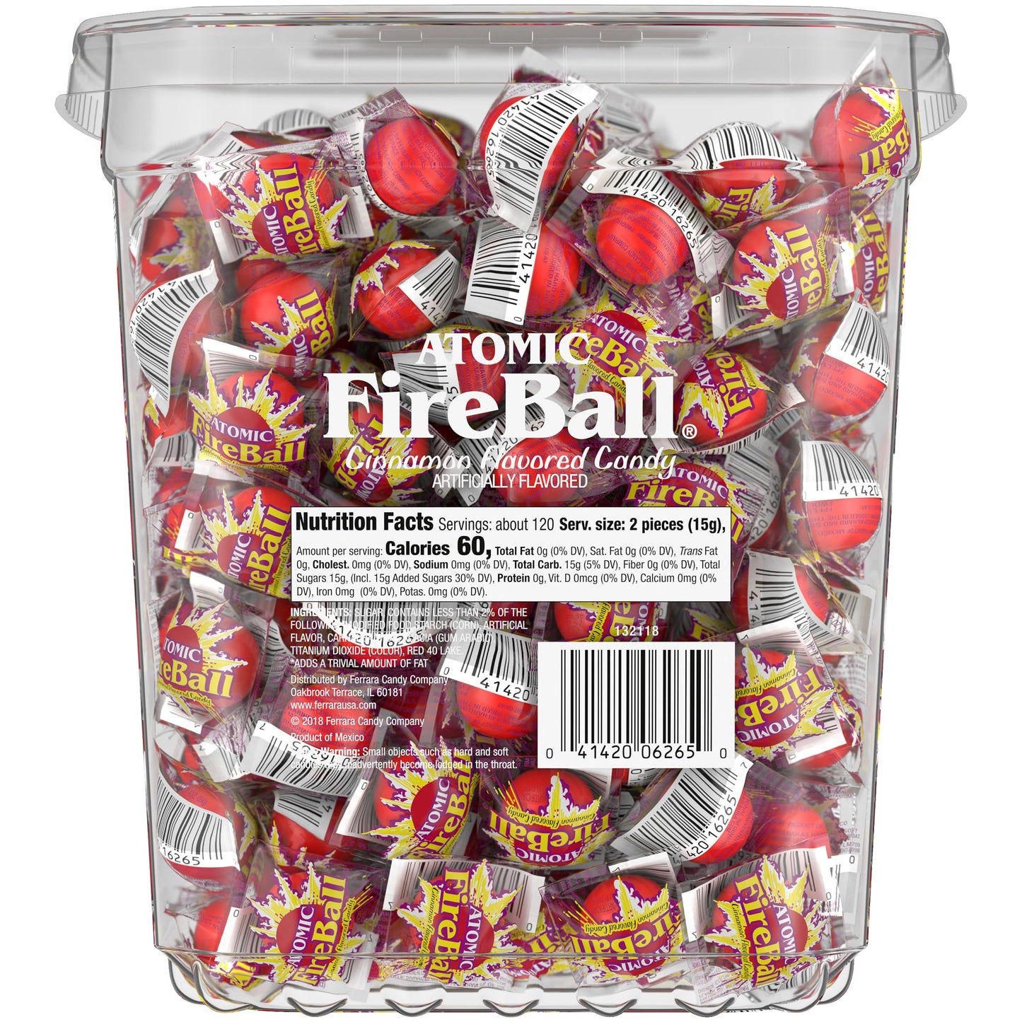 Wonka Atomic Fireball, Candy, Cinnamon Flavor, Individually Wrapped, 7.5 g (240 ct)