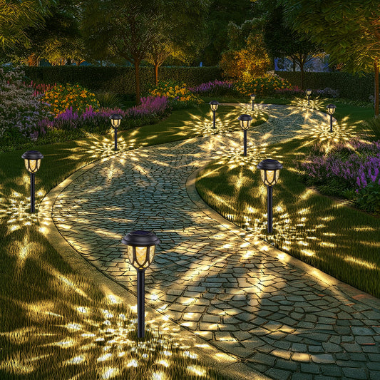 Lomotech Super Bright Solar Pathway Lights - 8 Pack Color Changing Solar Lights Outdoor Waterproof, Solar Garden Lights with Glass Design for Patio Lawn Yard Walkway Driveway (White to Warm White)