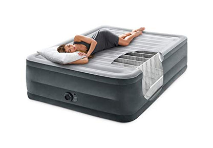 Intex 64417ED 22in Queen Dura-Beam Comfort Plush High-Rise Inflatable Air Mattress with Built in Pump for Travel and Camping, 600lb Weight Capacity