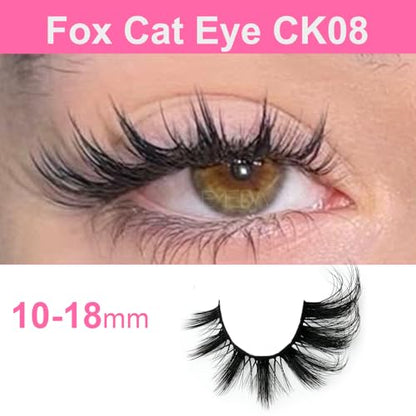 𝗖𝗮𝘁 𝗘𝘆𝗲 𝗟𝗮𝘀𝗵𝗲𝘀 𝗠𝗮𝗻𝗴𝗮 𝗙𝗼𝘅 𝗘𝘆𝗲 False Eyelashes 18mm Wispy Flase Lashes Manhua Faux Mink Fluffy Dramatic Fake Eyelashes Volume Anime Strips Pack 14 Pairs by EMEDA(Cat Eye CK08)