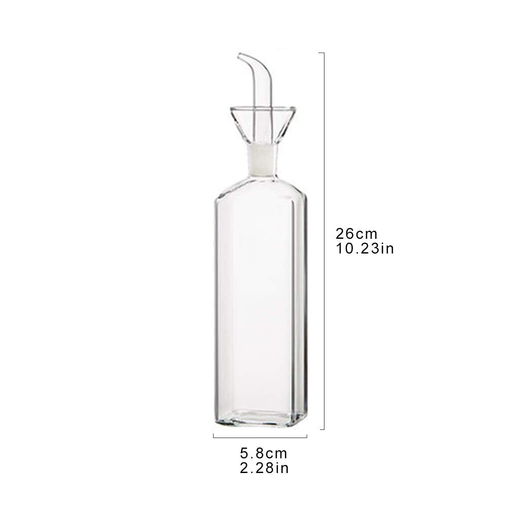 LandHope Oil Bottle Glass Olive Oil Dispenser Bottle Glass Cooking Oil Vinegar Measuring Dispenser With Spout for Kitchen and BBQ (500 ml/17 oz)