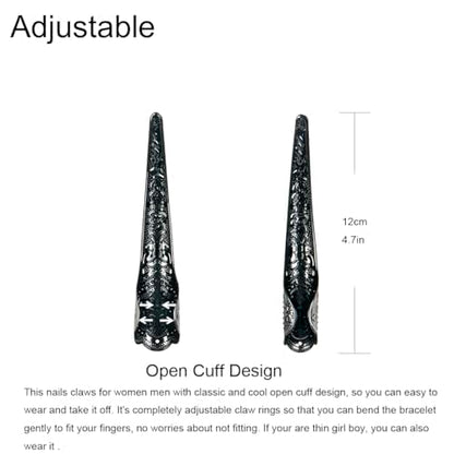 Xiao Cheng Ming Zhu Long Finger Claw Gloves Black paw gloves, scary vampire witch demon crow Halloween Cat nail rings Cosplay costume accessories For women costume (gloves & 10pcs claws)