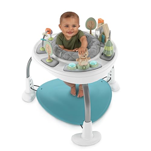 Ingenuity Spring & Sprout 2-in-1 Baby Activity Center Jumper and Table with Infant Toys - Ages 6 Months +, First Forest