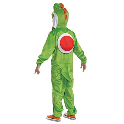 Yoshi Costume Hooded Jumpsuit, Official Super Mario Character Costume for Kids, Size (7-8)