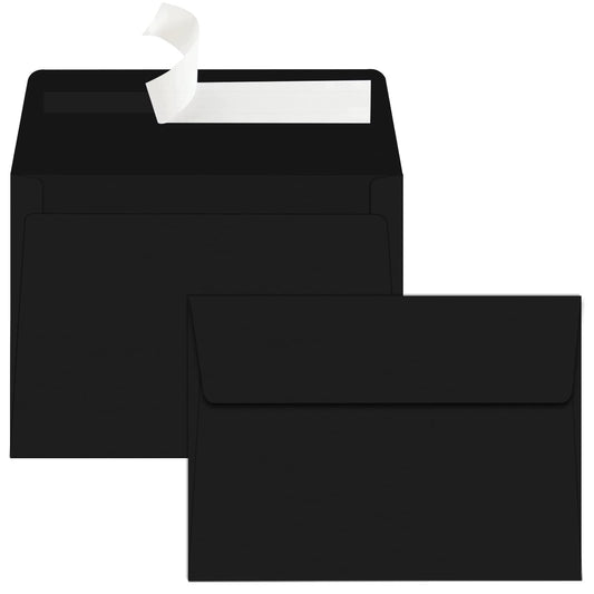 YINUOYOUJIA 50 Packs of A7 envelopes for invitation, 5x7 envelopes for Cards-Self Seal, Square Flap, Great for Wedding, Baby Shower, Mailing, Birthday Party (black)