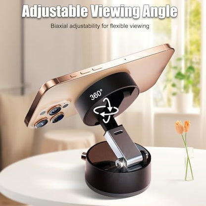 2025 New Magnetic Phone Holder with Vacuum Suction,Foldable Retractable Phone Mount，Dual-Sided Mount for All Phones, Universal Compatibility, Durable Plastic for Car, Gym, Smooth Surfaces