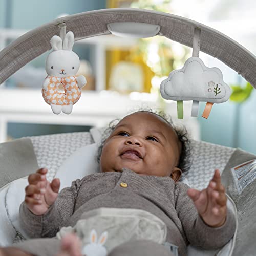 Ingenuity InLighten Baby Bouncer Infant Seat with Light Up -Toy Bar, Vibrations, Tummy Time Pillow & Sounds, 0-6 Months Up to 20 lbs (Twinkle Tails Bunny)