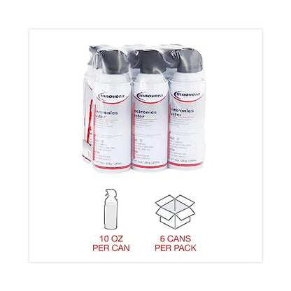 Innovera Compressed Air Duster Cleaner, 10 oz Can, 6/Pack