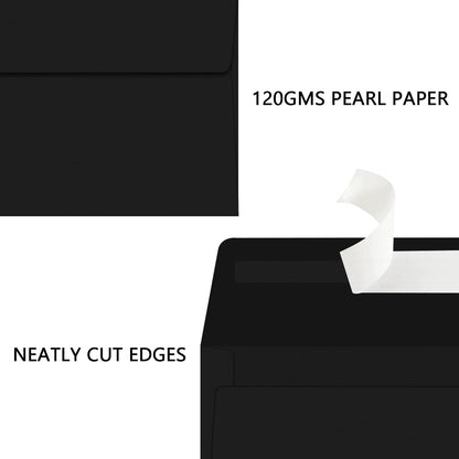 YINUOYOUJIA 50 Packs of A7 envelopes for invitation, 5x7 envelopes for Cards-Self Seal, Square Flap, Great for Wedding, Baby Shower, Mailing, Birthday Party (black)