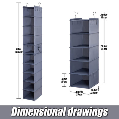 LADYBRO Baseball Cap Storage for Closet Hanging Hat Organizer Hat Rack 10-Shelf or 2 Pcs 5-Shelf, Trucker Dad Golf Cap Newsboy Container Display Hanger Holder Oxford Cloth Space Saver