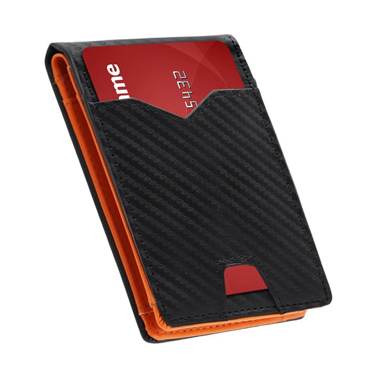 XZVXZV Men's Wallet slim wallet Carbon Fiber Bi-Fold Wallet - RFID Blocking Ultra Thin Card Holder (Holds 10+ Cards) Business & Travel Essential (Perfect Day Gift)