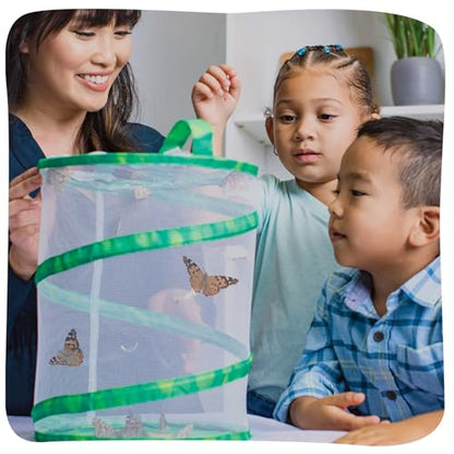 Insect Lore Butterfly Garden Kit – 10 Live Caterpillars, Habitat, STEM Journal, 2 Chrys-a-lid Holding Logs & Feeder – Grow & Release Painted Lady Butterflies – Educational Science Toy