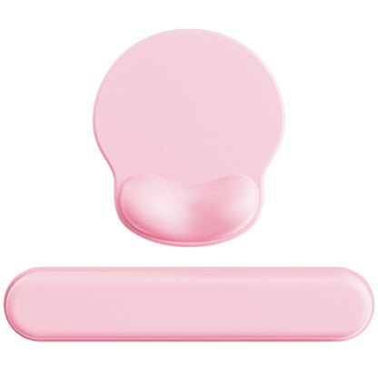 Laborio Ergonomic Mouse Pad Wrist Support Set, Memory Foam Keyboard Wrist Rest Set, Relieve Wrist Pain Keyboard Pad, Non-Slip Base Mousepad(Pink Set)