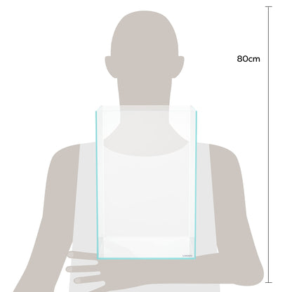 LANDEN Tall Tank, Rimless Low Iron Tank 10GAL 11.8" L × 11.8" W × 17.7" H (30X30X45) cm Small Aquascape Fish Tank, Vertical Aquascape Tank, Black Leveling Mat Included