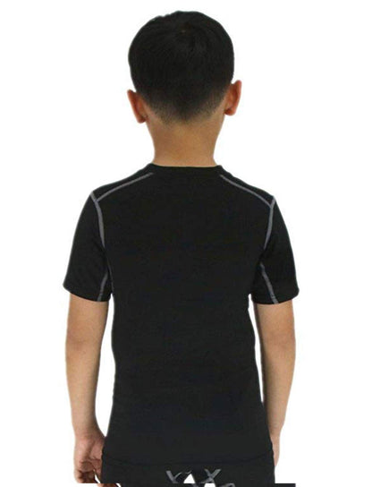 LANBAOSI Boy's Compression Shirts Child's Short Sleeve Base Layer Tops Black 7