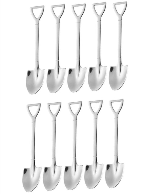 10 Pack Dessert Spoon 6 inch Shovel Shape Stainless Steel Spoons Ice Cream Fruit Spoon for Home Kitchen or Restaurant