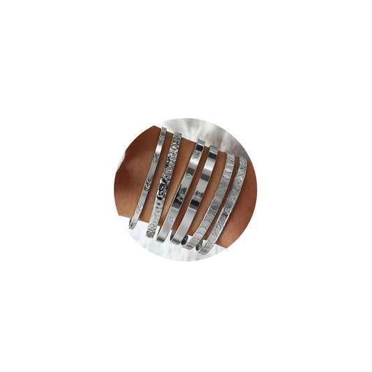 IFKM Silver Bangles Bracelets For Women, Silver Plated Multi Layer Stackable Cuff Bracelet Set, Trendy Elegance Charms Non Tarnish Minimalist Textured Boho Jewelry Gift for Women