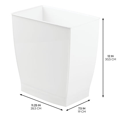 InterDesign Mono Wastebasket Trash Can - Rectangular, White