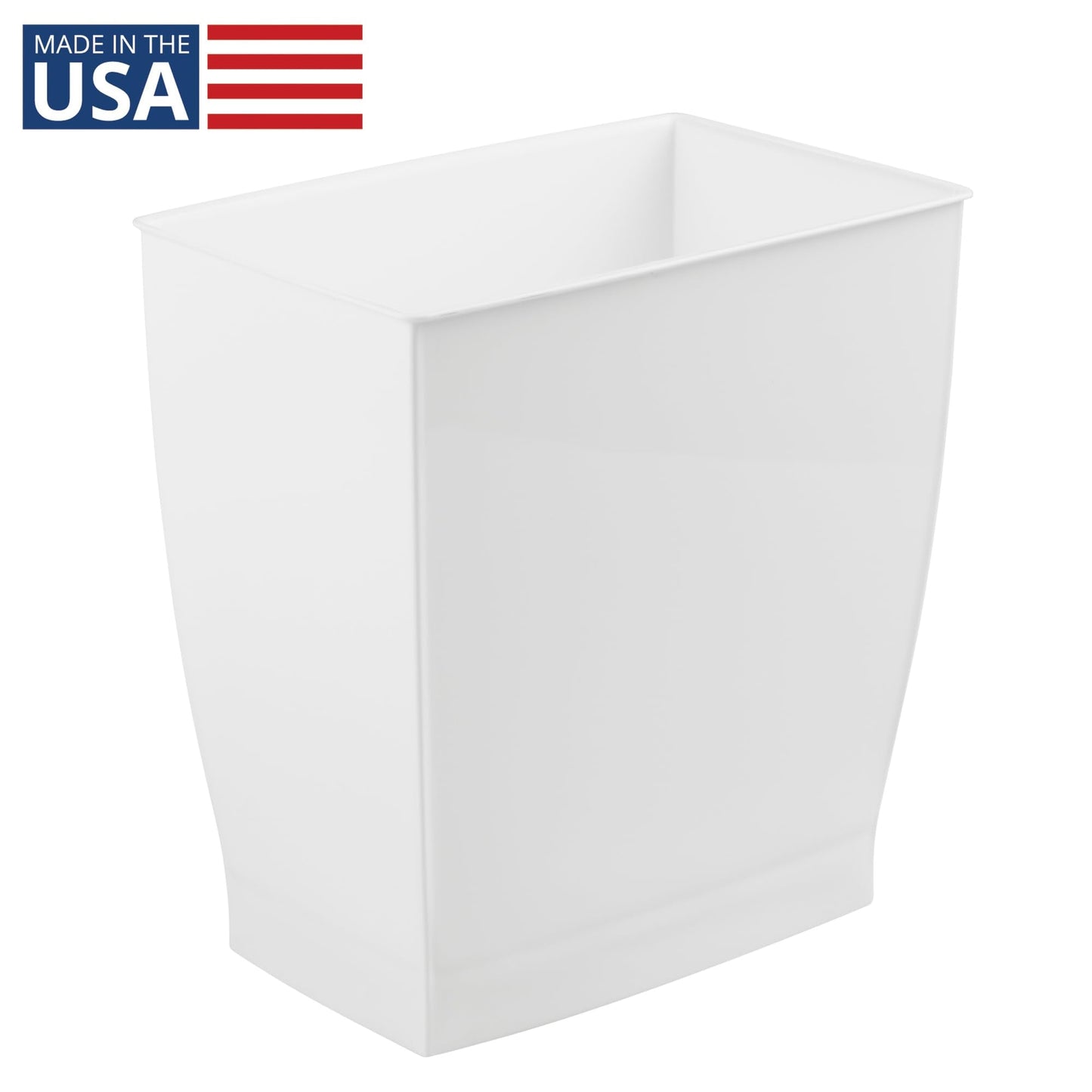 InterDesign Mono Wastebasket Trash Can - Rectangular, White