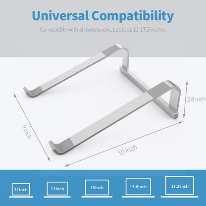 Laptop Stand for Desk，Stable Ergonomic Aluminum Computer Riser Cooling Stand for Mac MacBook Pro/ MacBook Pro Air,HP, Dell, More PC Notebook - 12 13 15 16.2 inch (Silver)