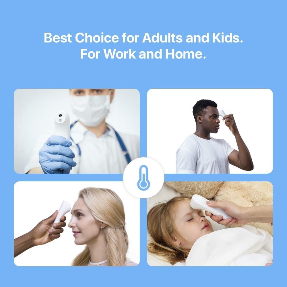 iHealth No-Touch Forehead Thermometer for Adults, Kids, Babies - FSA HSA Eligible, 3 Ultra-Sensitive Sensors, Quiet Vibration Feedback, Digital Large LED Digits, Easy to Use for Home & Nurses, PT3
