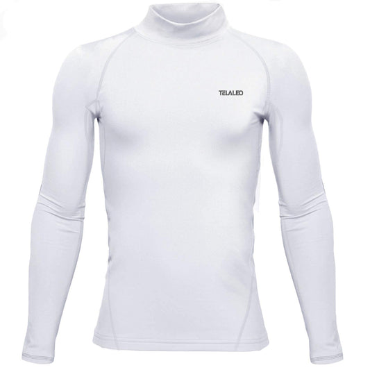 Youth Boys' Girls' Thermal Mock Compression Shirt Long Sleeve Turtle Neck Top Fleece Lined Base Layer Athletic Football Undershirt White M