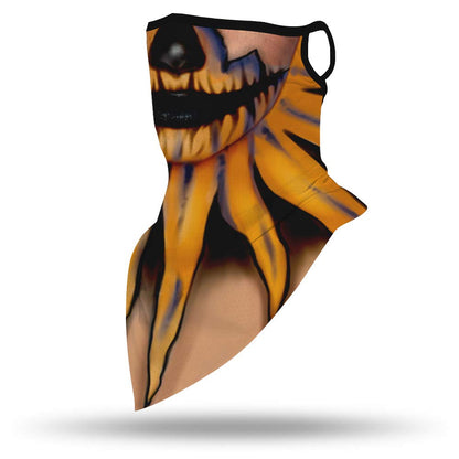YAYOUREL Halloween Scary Mask Halloween Masks for Adults Skull Pumpkin Skeleton Neck Gaiter Face Mask Covering Ear Loop Hole Triangle Bandanas for Men Women UV Face Scarf Mask Cover Black Yellow